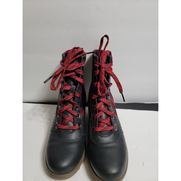 Sorel Lexie Wedge Buffalo Plaid Ankle Booties Boots Girls Youth Size 4 - Picture 2 of 5